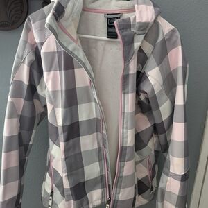 The North Face Women's Pink and Gray Plaid Ski Jacket